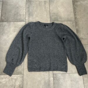 1. State Gray balloon sleeve ribbed knit sweater M